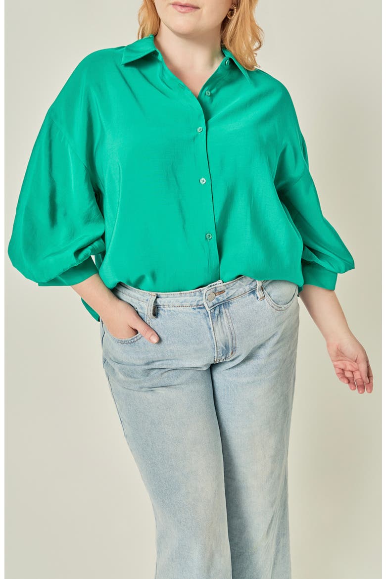 Balloon Sleeve Shirt, Main, color, KELLY GREEN
