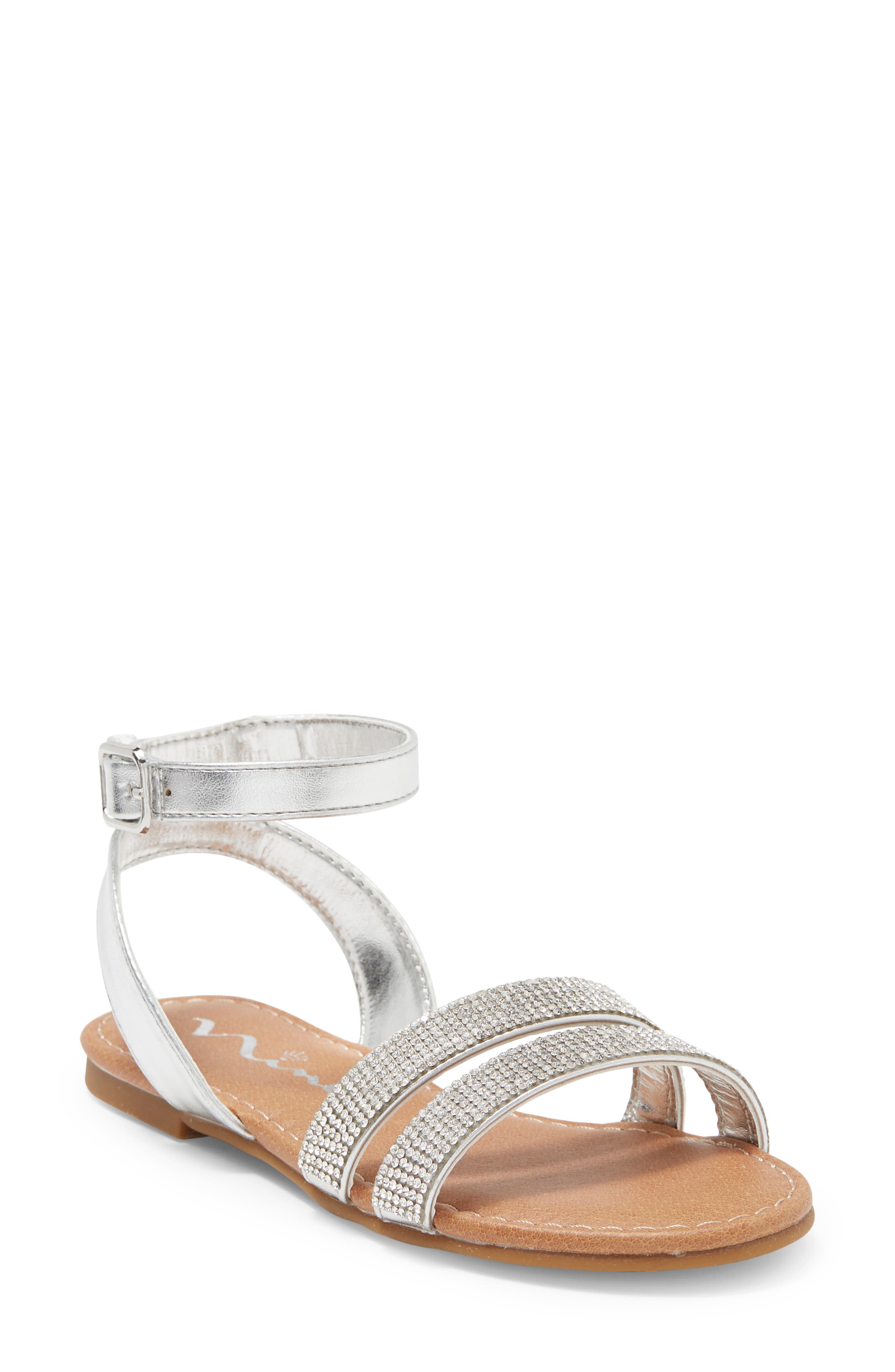 Nina Kids' Cameena Ankle Strap Sandal, Main, color, Silver Metallic