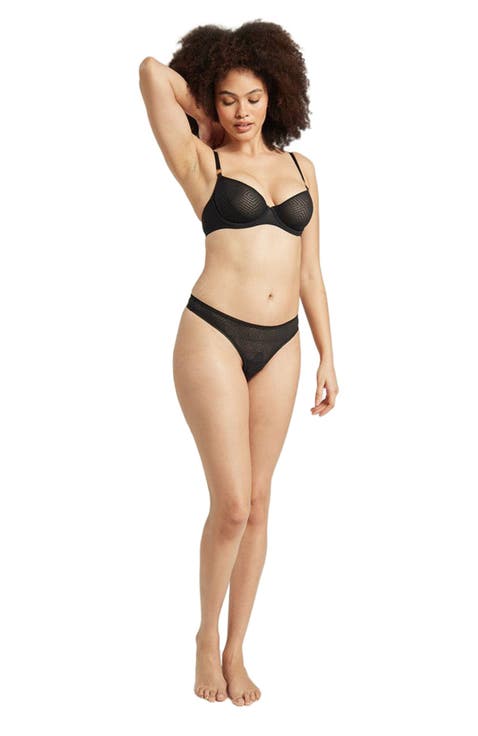 The Sheer Deco Barely There Thong - 3 Pack