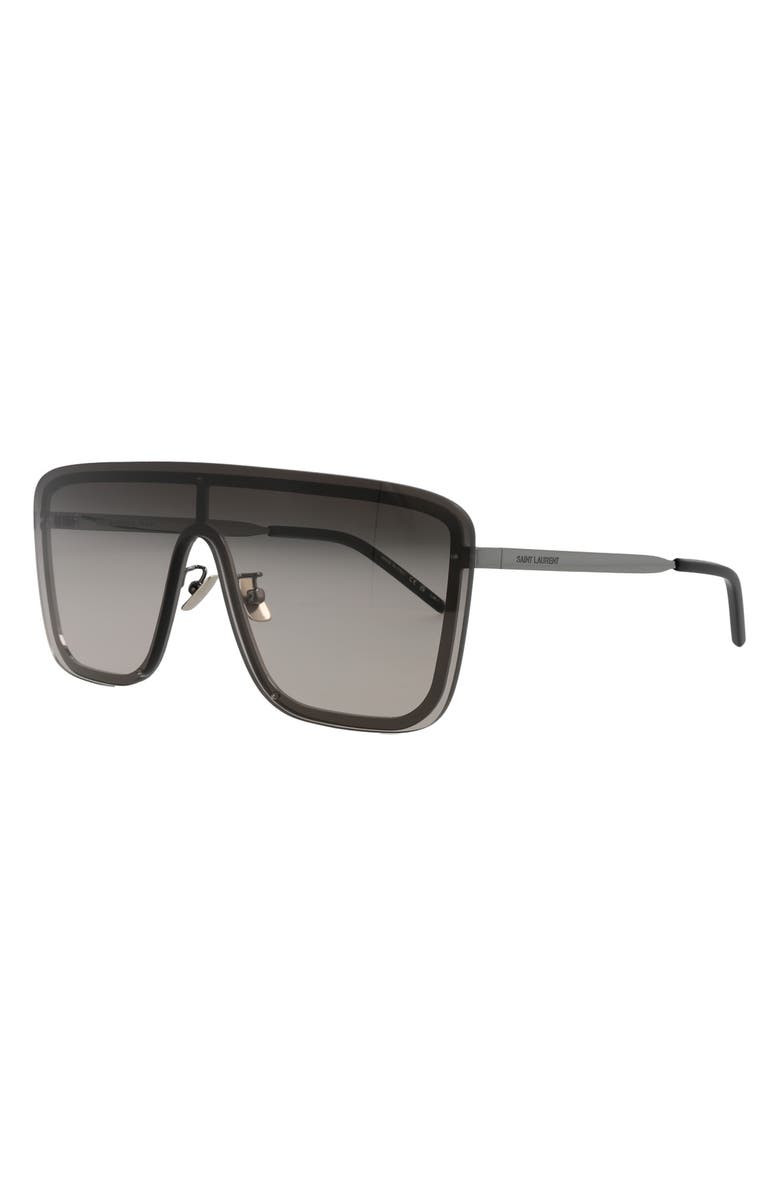 Saint Laurent 99mm Novelty Shield Sunglasses, Alternate, color, Ruthenium Ruthenium Grey