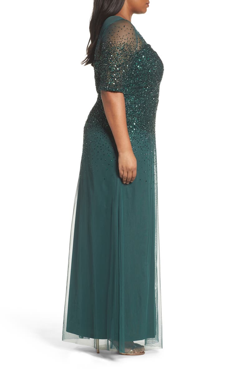 Adrianna Papell Beaded Illusion Gown, Alternate, color, 
