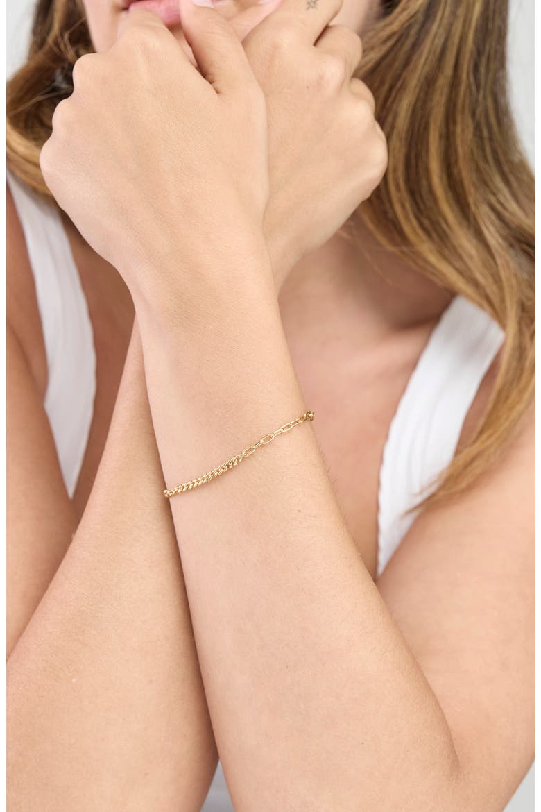 14k Gold Mixed Link Chain Bracelet, Alternate, color, 14K YELLOW GOLD