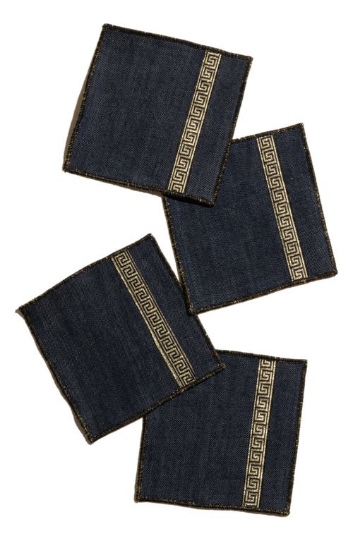 Atelier Saucier Grecian Set Of 4 Cocktail Napkins In Navy