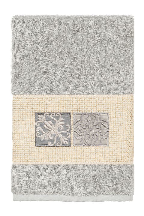 Vivian Embellished Hand Towel - Light Gray