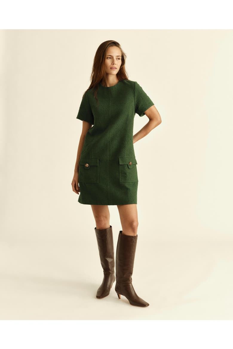 Madison Bouclé Mini Dress, Alternate, color, Spruce