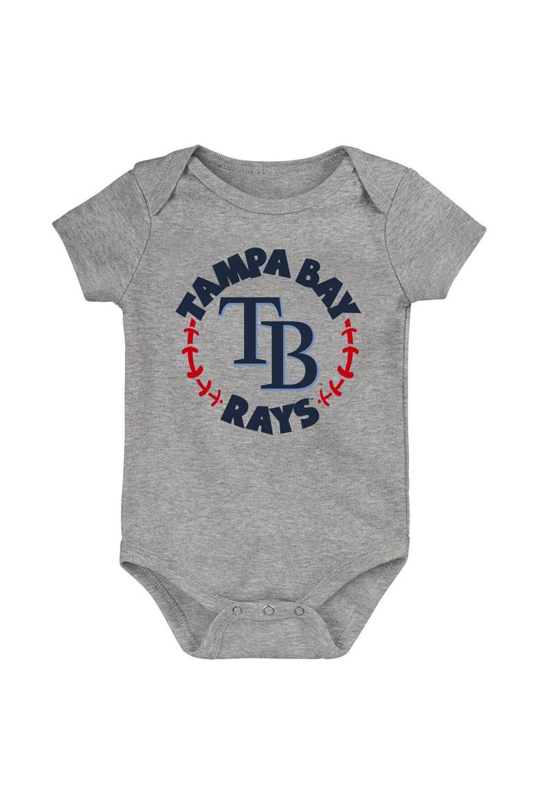Newborn & Infant Light Blue/White/Heather Gray Tampa Bay Rays Biggest Little Fan 3-Pack Bodysuit Set, Alternate, color, Light Blue