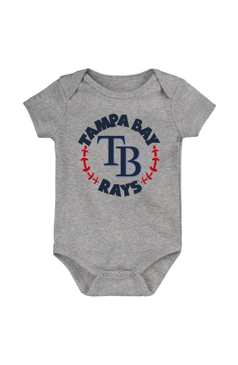 Outerstuff Newborn & Infant Light Blue/White/Heather Gray Tampa Bay Rays Biggest Little Fan 3-Pack Bodysuit Set, Alternate, color, 