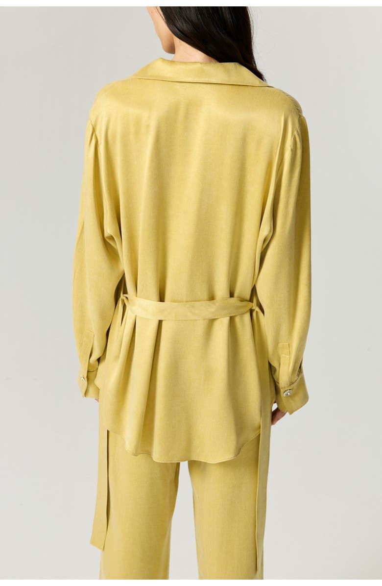 Nocturne Belted Shirt with Statement Buttons, Alternate, color, Yellow