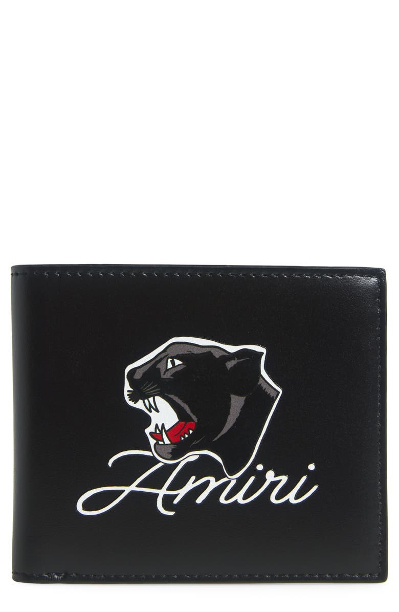AMIRI Panther Leather Bifold Wallet, Main, color, Black