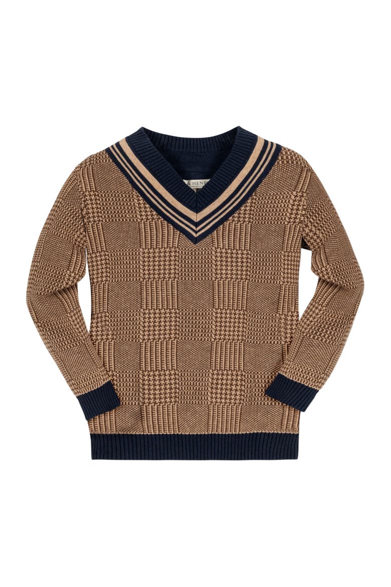 Baby Boys' Organic Intarsia Cricket Sweater, Infant, Main, color, Brown Glen Plaid Intarsia