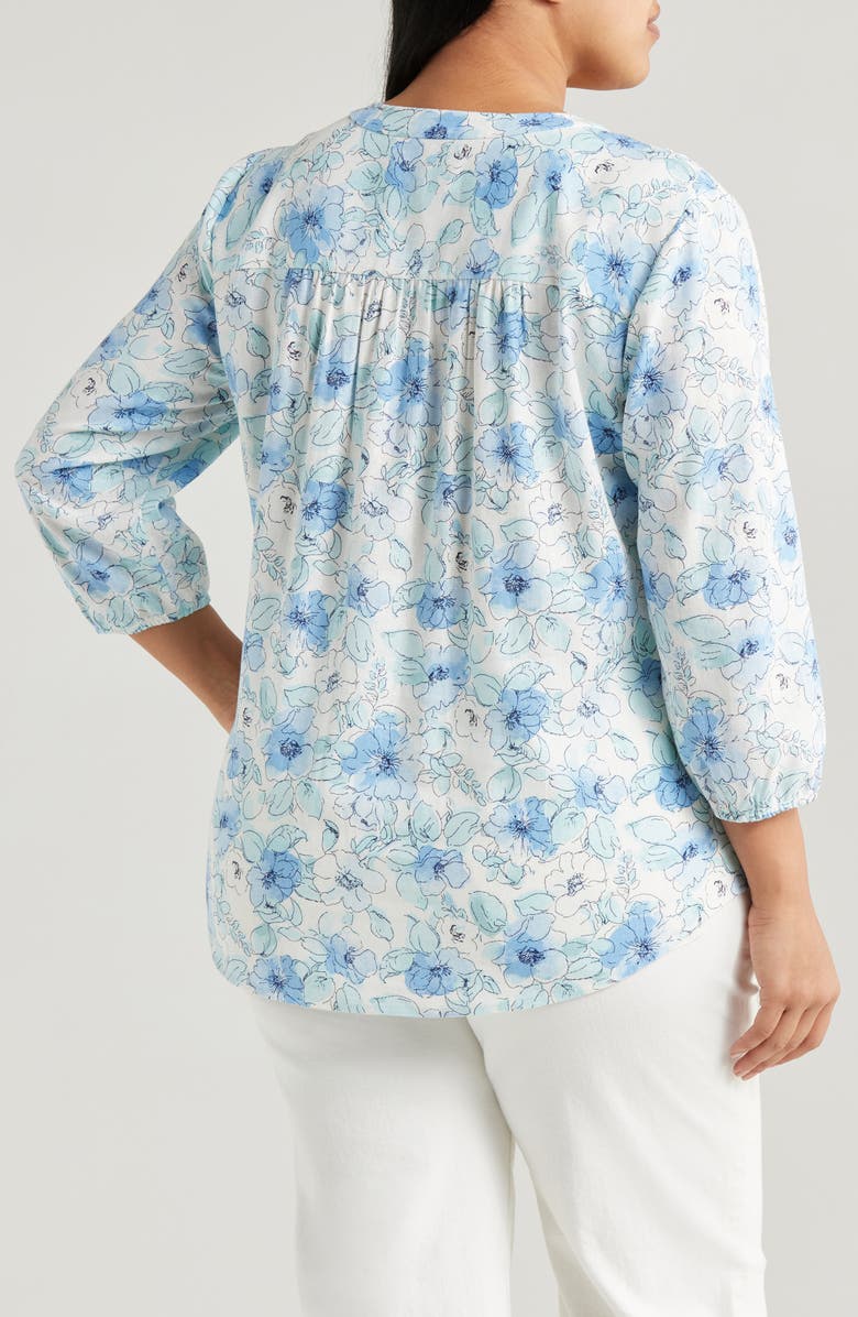 Jones New York Floral V-Neck Linen Blend Tunic, Alternate, color, 