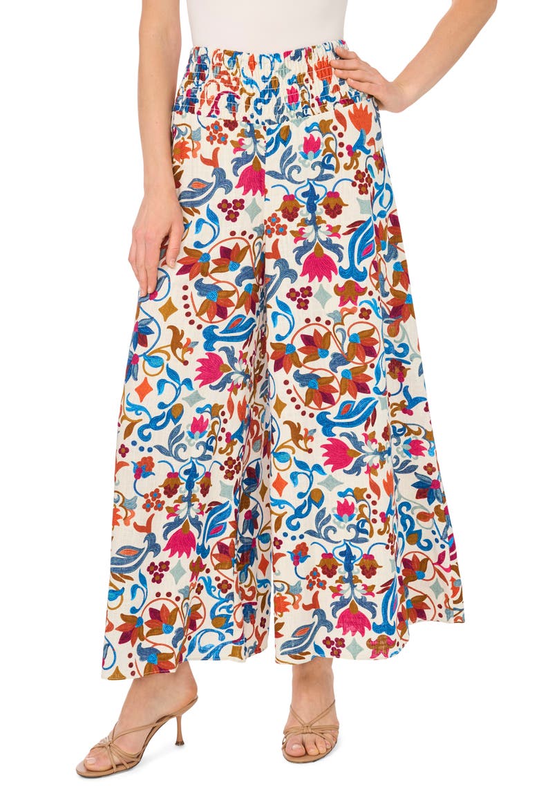 Smocked Waist Wide Leg Pants, Alternate, color, ORANGE FIZZ