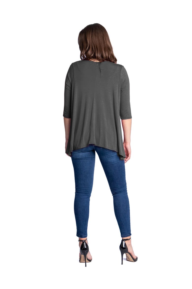 Elbow Length Sleeve Open Front Cardigan, Alternate, color, Charcoal