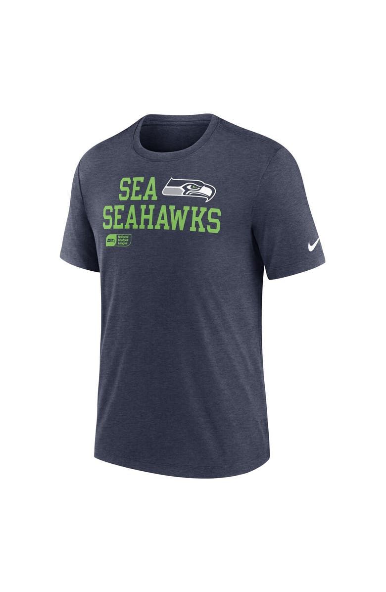 Nike Men's Nike College Navy Seattle Seahawks Overlap Lockup Tri-Blend T-Shirt, Alternate, color, 