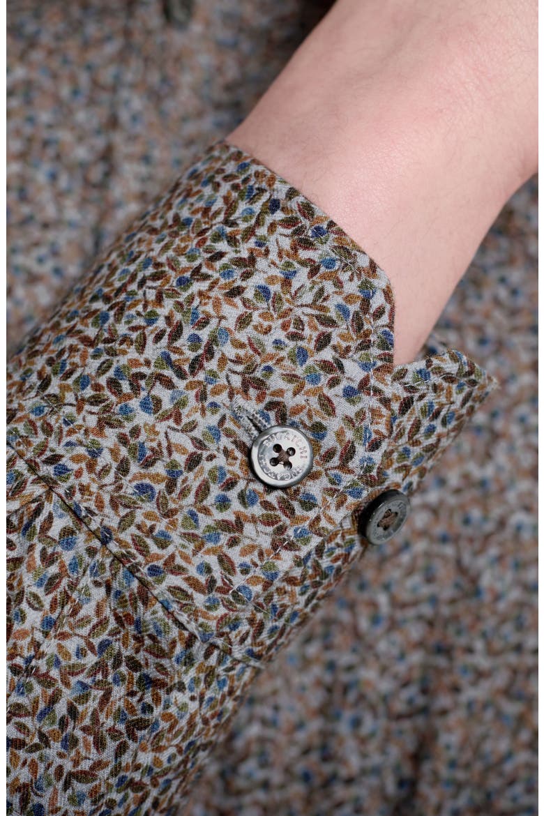 Julian Shaped Fit Leaf Print Cotton Button-Up Shirt, Alternate, color, SIENNA