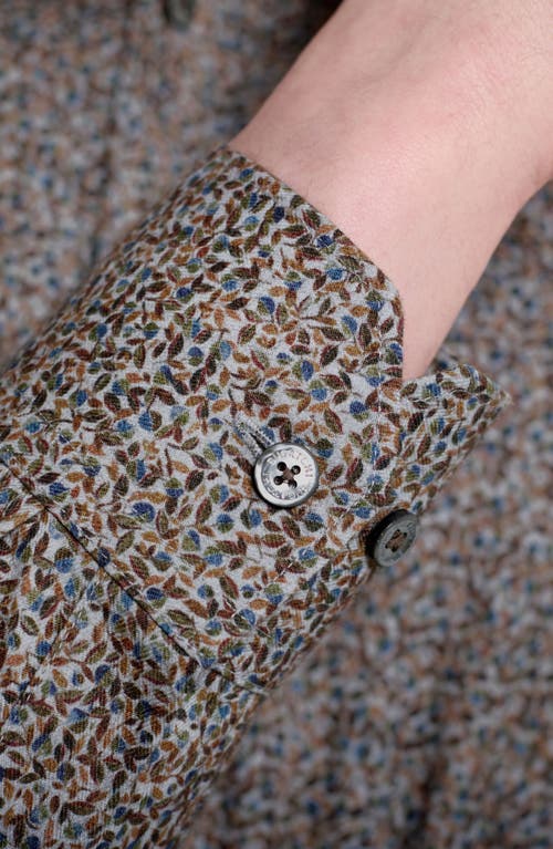 Bugatchi Julian Shaped Fit Leaf Print Cotton Button-up Shirt In Green