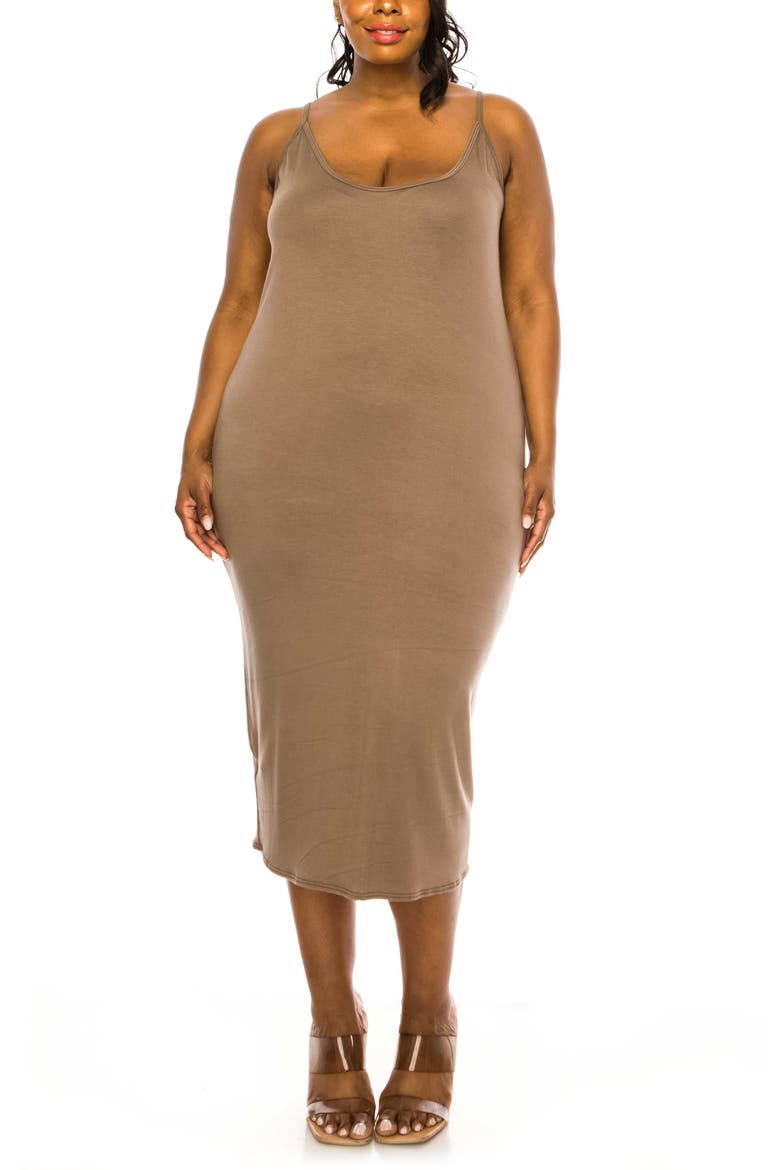 Jennie Stretch Midi Body-Con Dress, Alternate, color, MOCHA