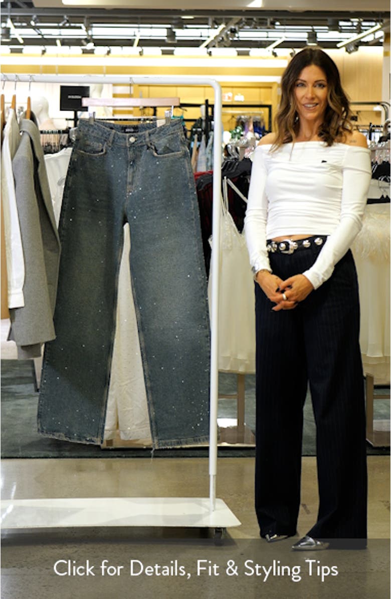 Isla Rhinestone Embellished Wide Leg Jeans, sales video thumbnail