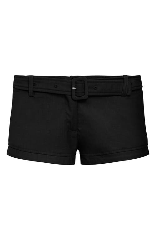 Lioness Afterglow Belted Low Rise Shorts In Black