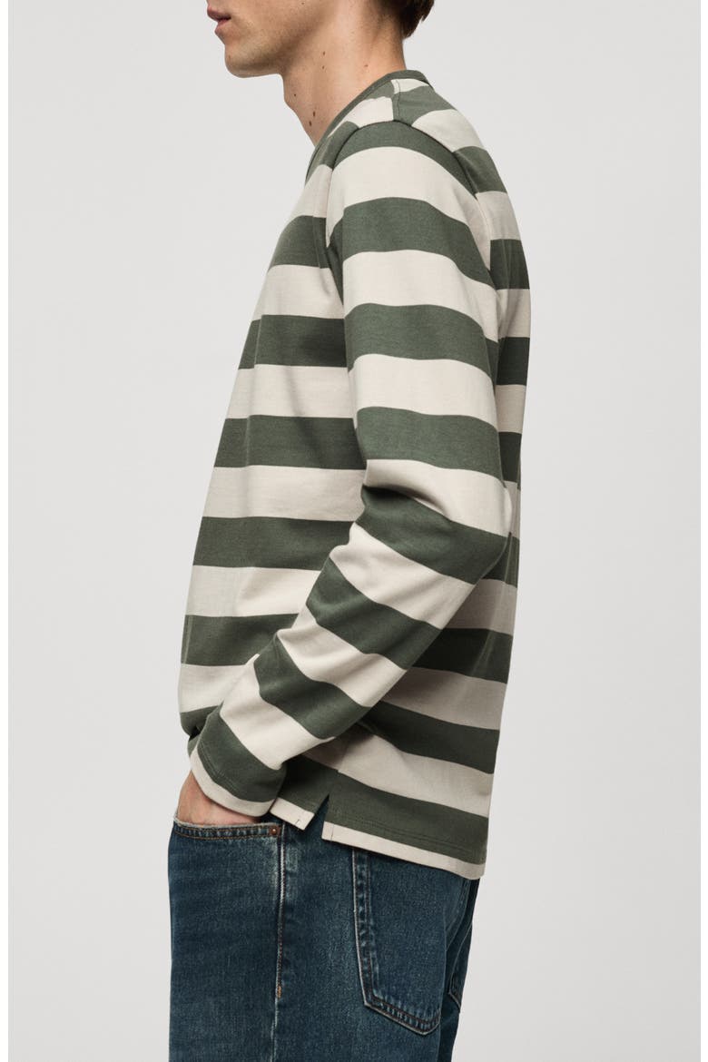 Stripe Long Sleeve Cotton T-Shirt, Alternate, color, FOREST GREEN