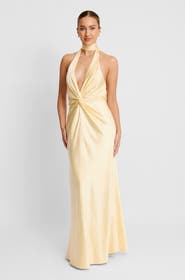 Six Stories Plunge Knot Satin Bridesmaid Dress