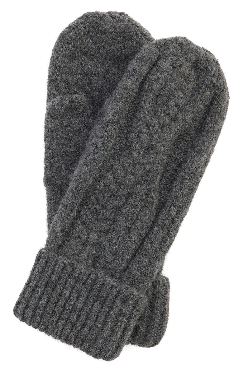 Barbour Elsdon Cable Knit Mittens, Main, color, Grey