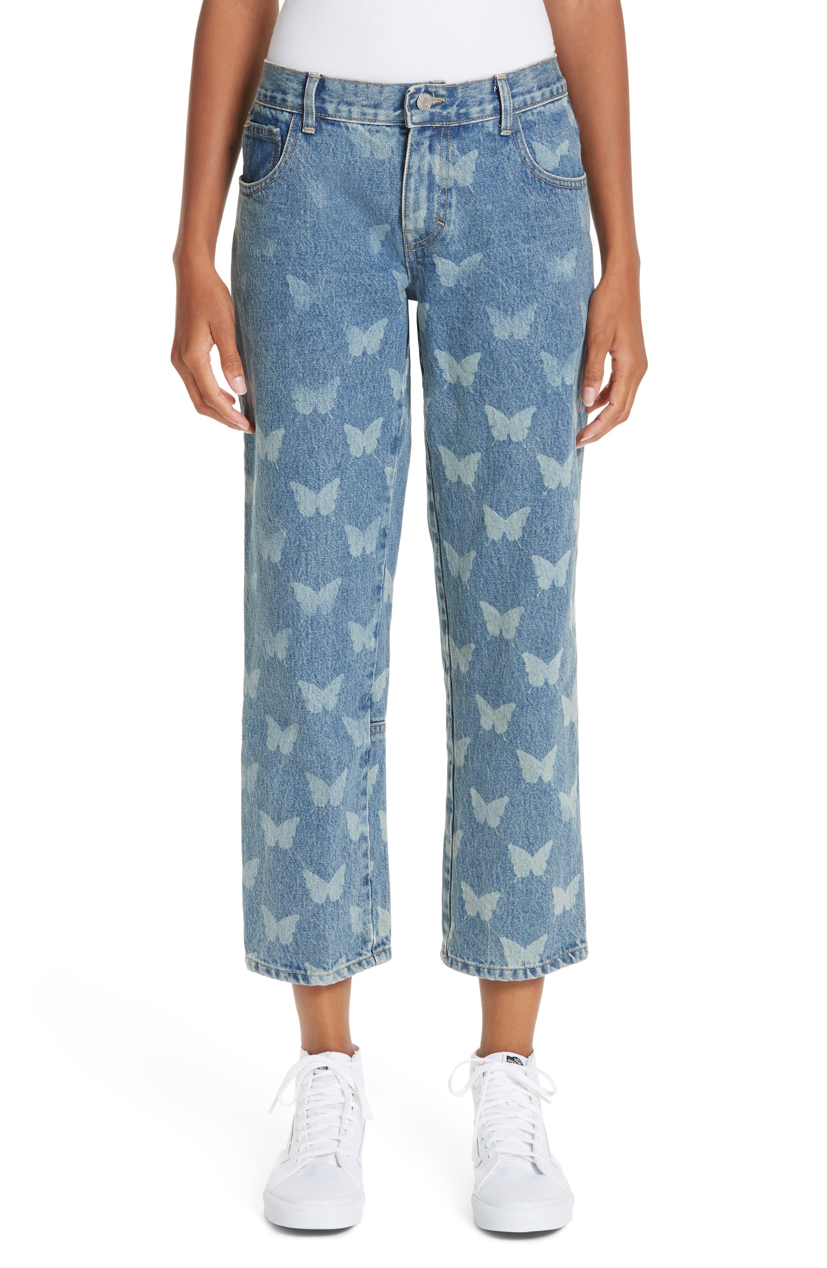 Sandy Liang Mariah Butterfly Crop Jeans (Women) | Nordstrom