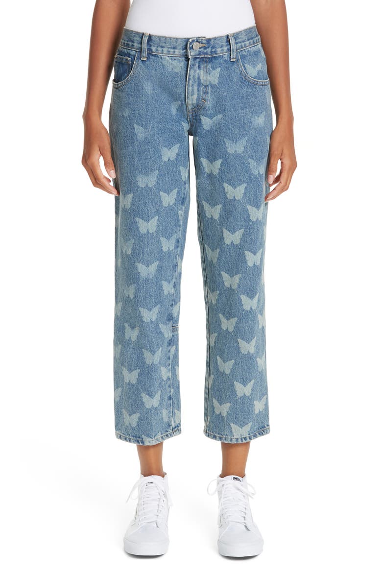 Mariah Butterfly Crop Jeans, Main, color, BUTTERFLY