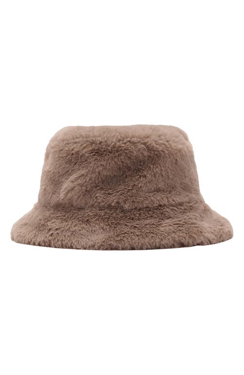 Mango Teen Faux Fur Bucket Hat In Brown