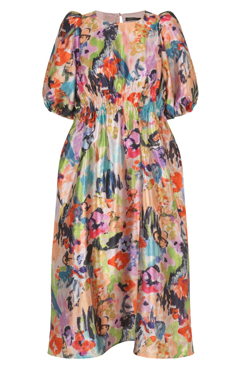 Stine Goya Elizabeth Puff Sleeve Satin Midi Dress, Alternate, color, 