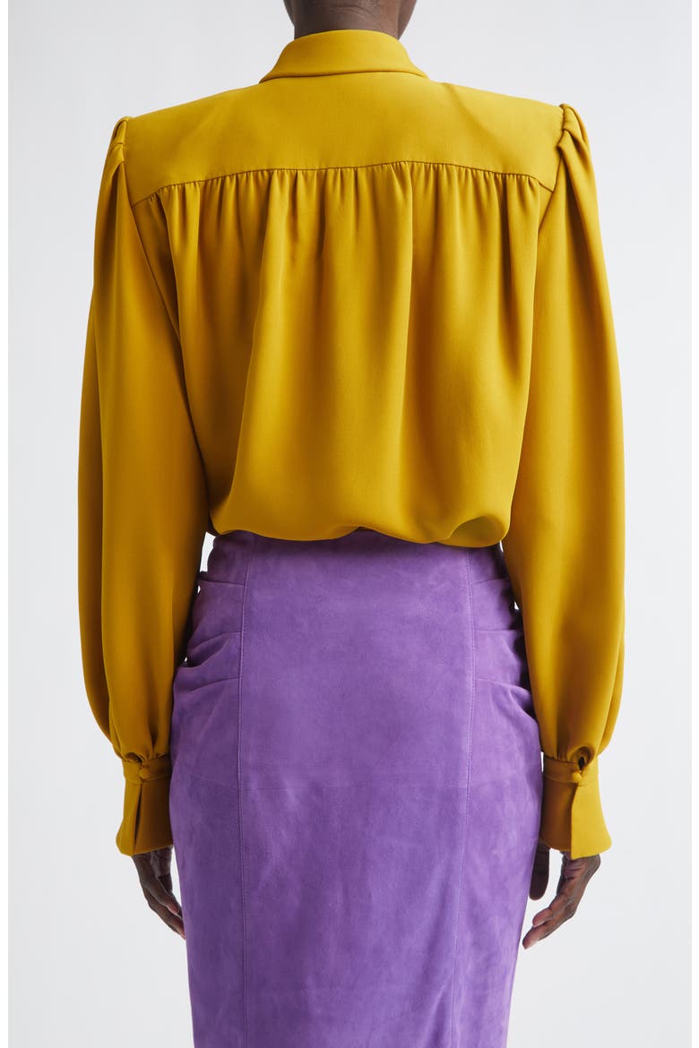 Pintuck Silk Cady Button-Up Shirt, Alternate, color, YELLOW