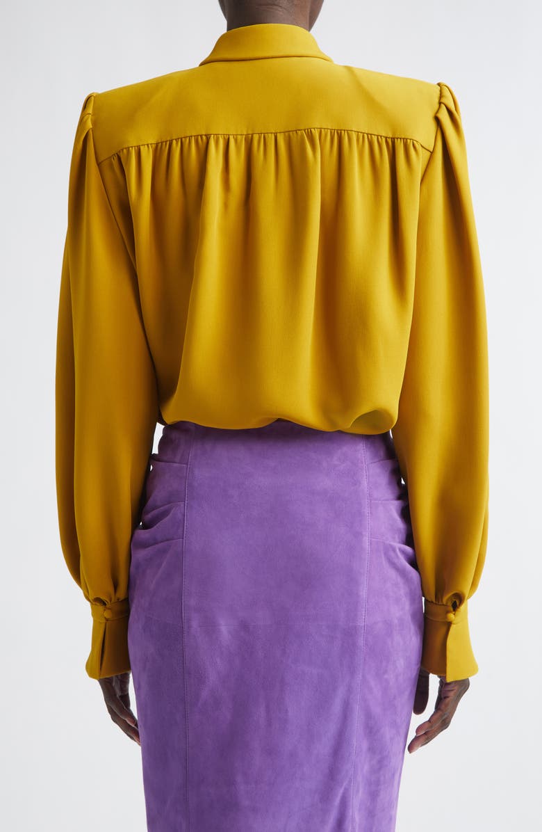 Valentino Pintuck Silk Cady Button-Up Shirt, Alternate, color, Yellow