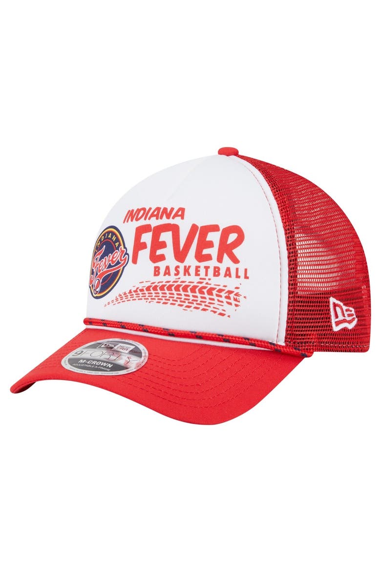 Unisex New Era  White/Red Indiana Fever 9FORTY A-Frame Graphic Trucker Hat, Main, color, White