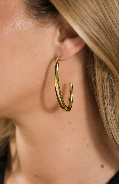 Sterling Forever Azalea Thin Tube Hoop Earrings In Gold