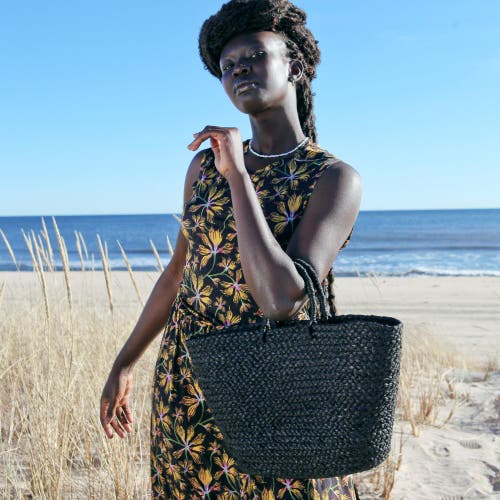 Indego Africa Braided Raffia Day Bag Black