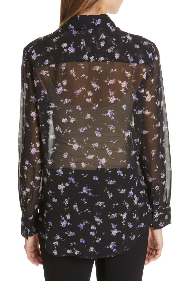 Altuzarra Floral Print Sheer Silk Blouse, Alternate, color, 