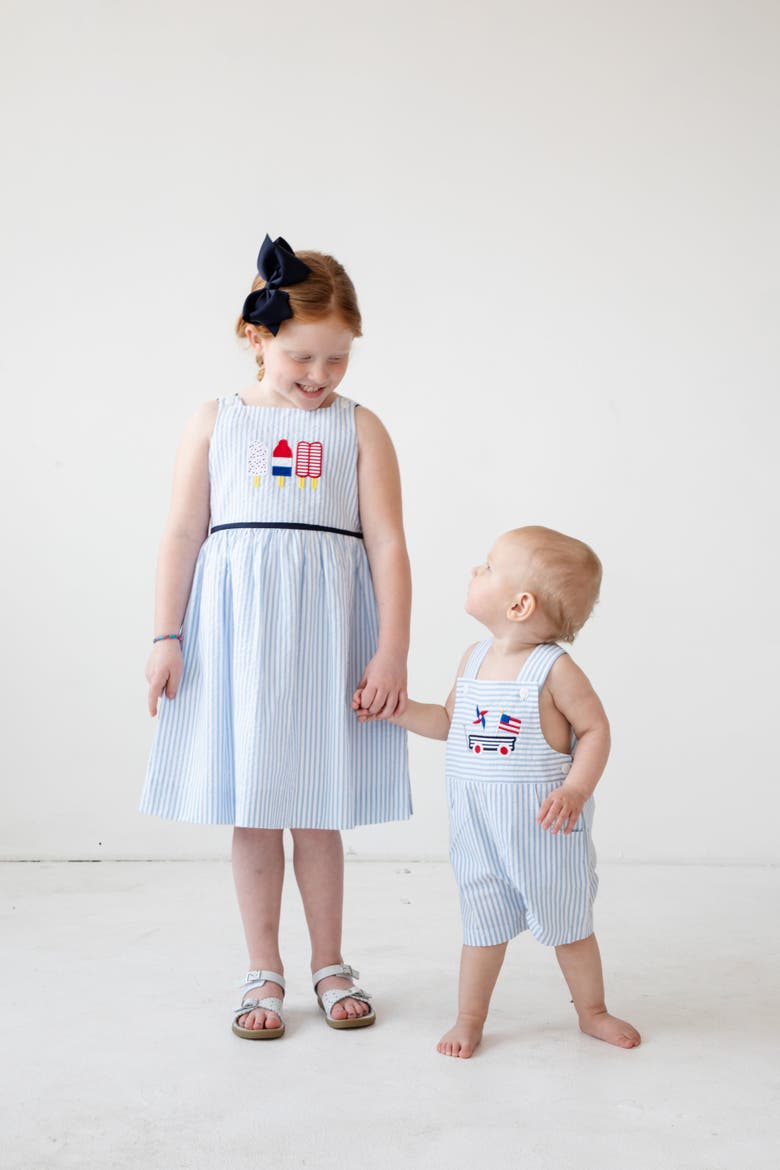 Seersucker Dress With Popscicles, Alternate, color, Light Blue