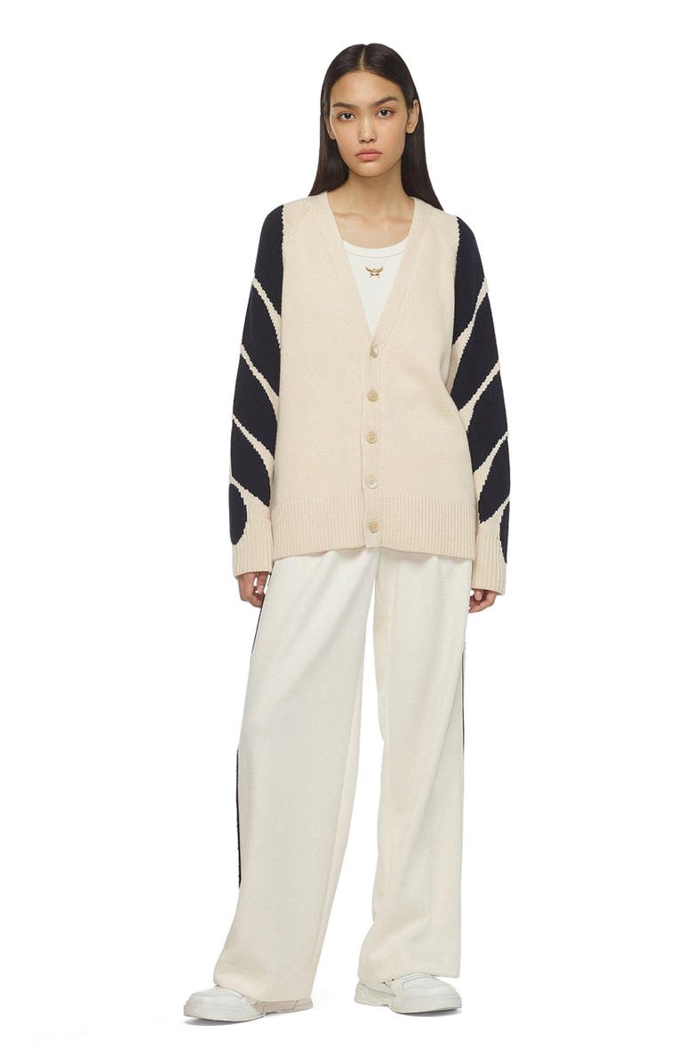 MCM Intarsia Laurel Cardigan, Main, color, White