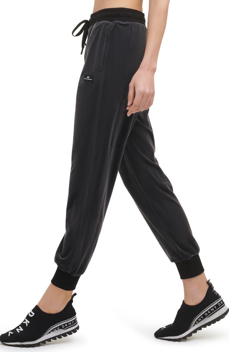 DKNY SPORT Relaxed Velour Joggers, Alternate, color, 