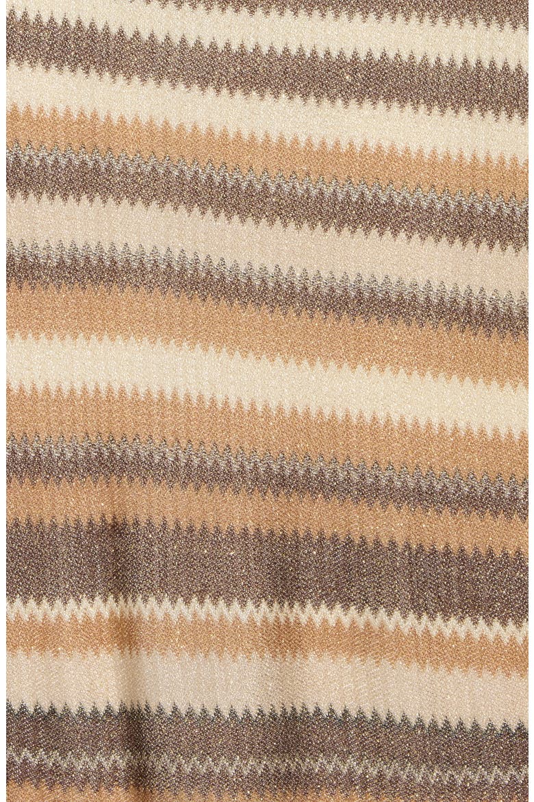 Stripe Metallic Knit Square Scarf, Alternate, color, BROWN