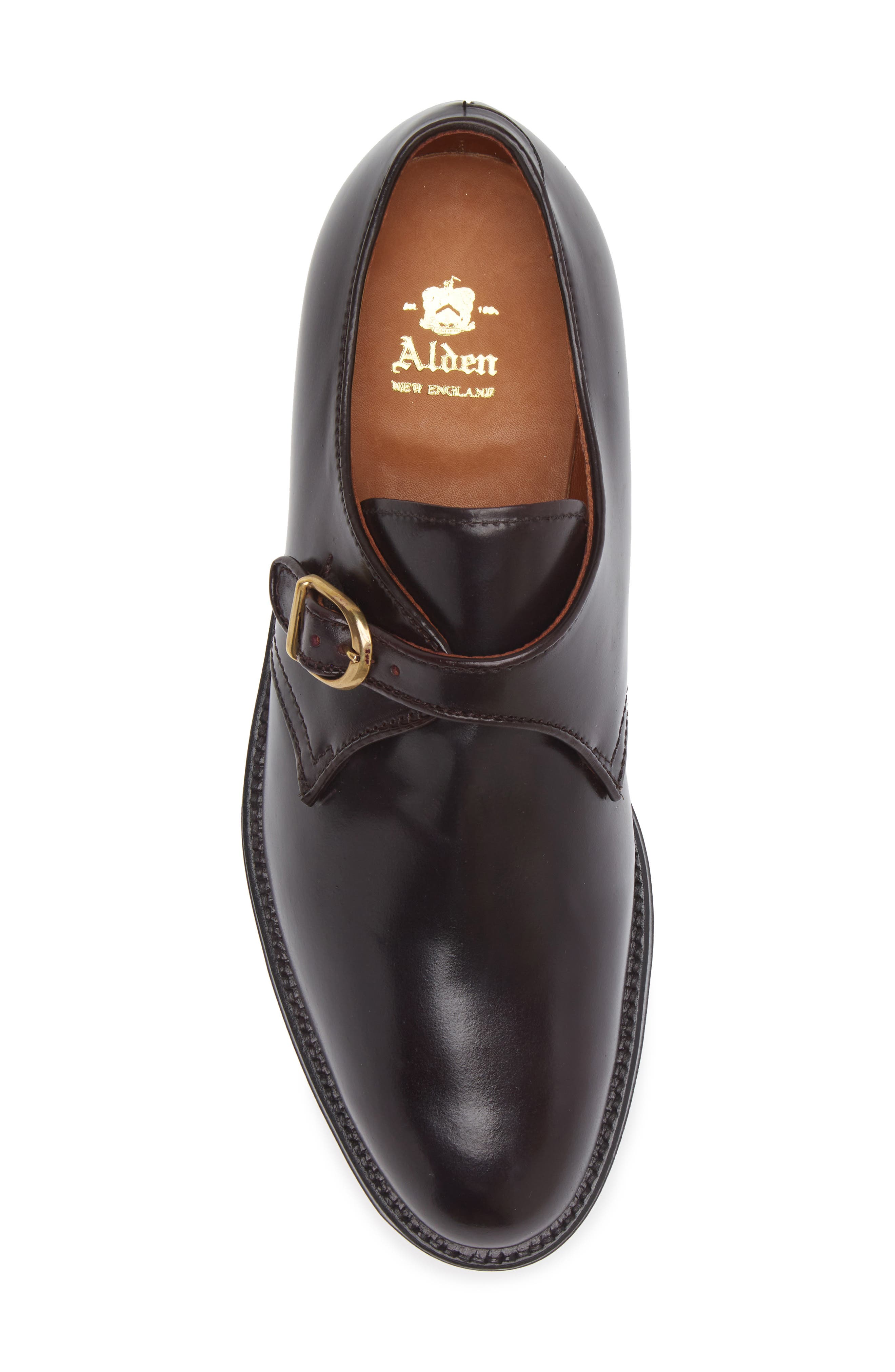 Alden Plain Toe Monk Strap Shoe, Alternate, color, Cordovan