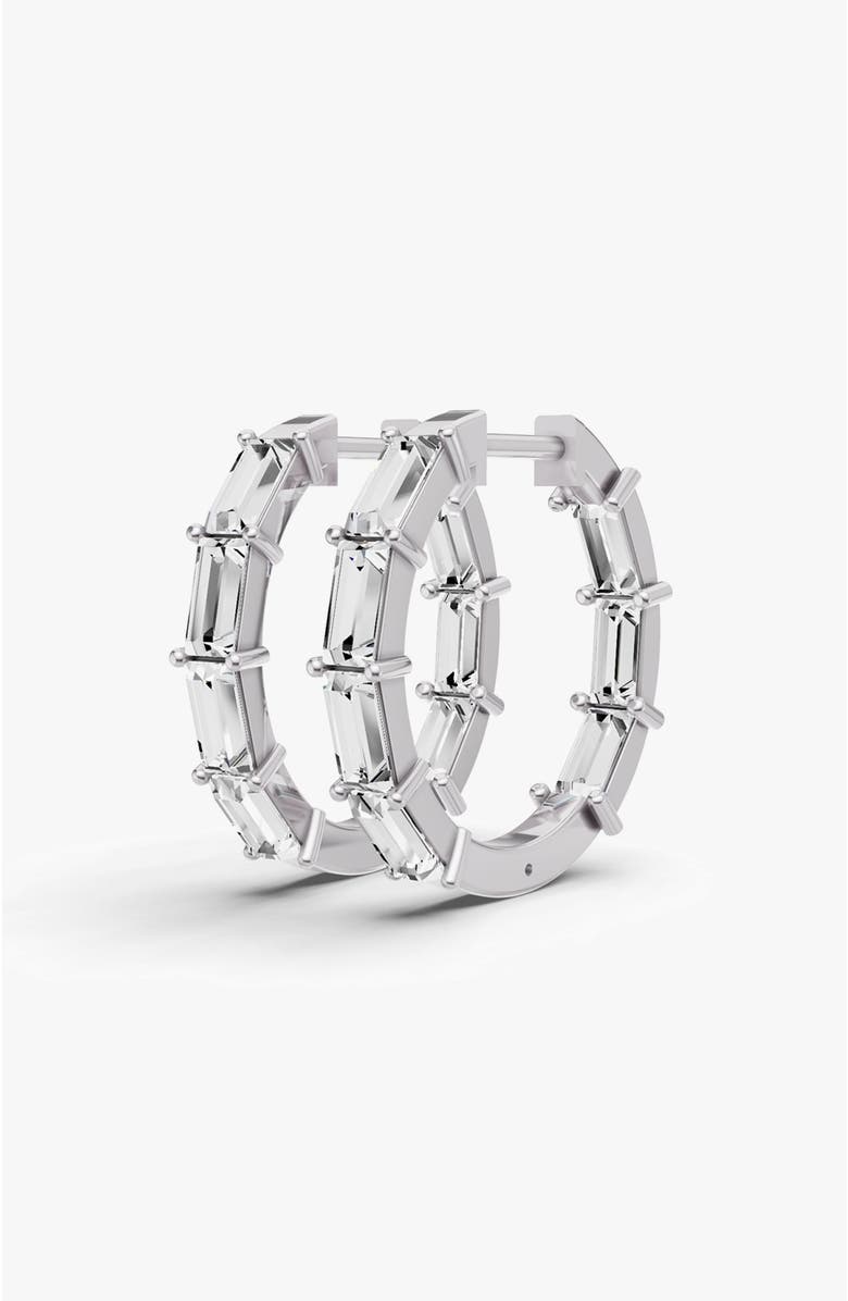 SEREIA OFFICIAL 14K Gold 2 ct Earrings Oval Fancy Hoops, Alternate, color, White Gold