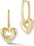 Ember Fine Jewelry <p>14K Gold Heart Charm Huggie Hoop Earrings</p>