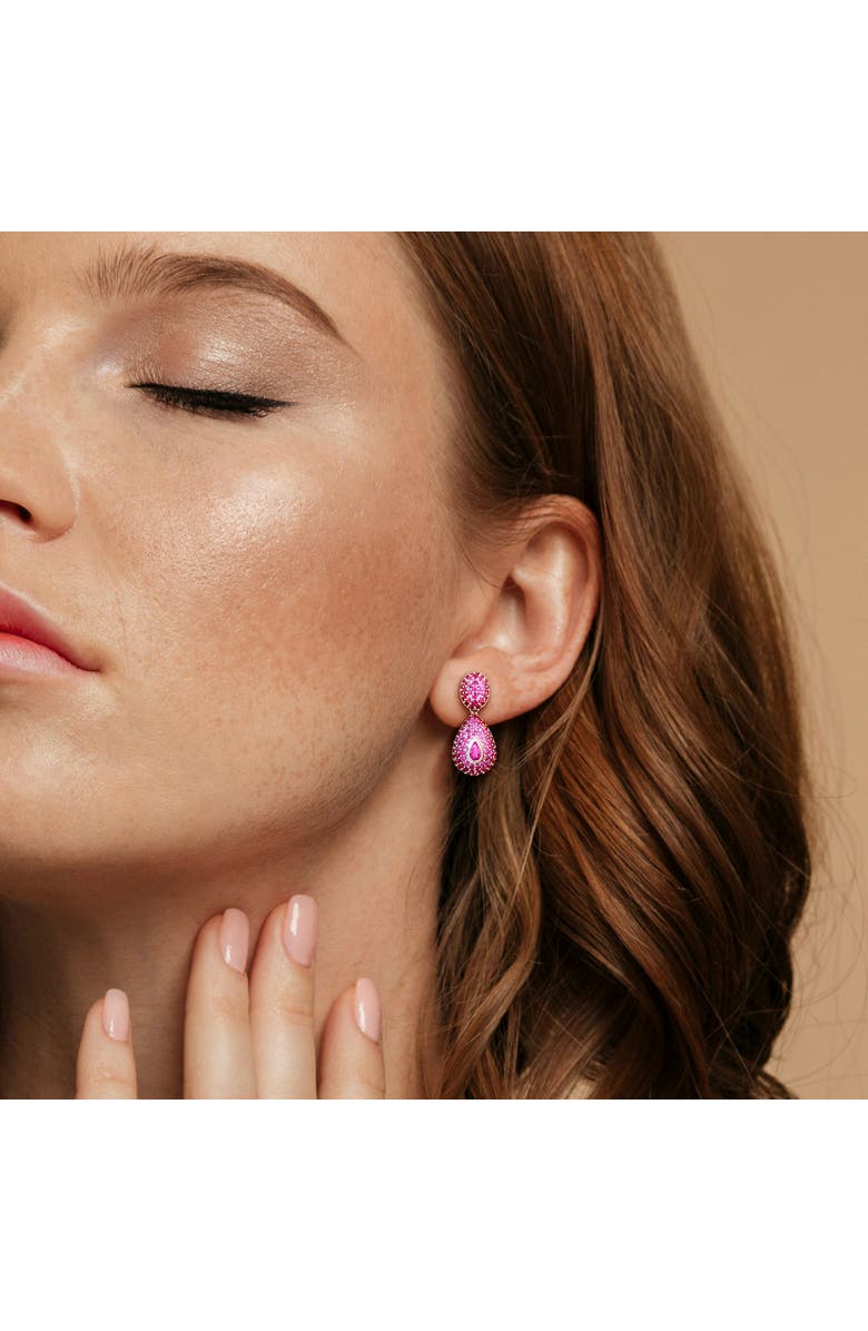 Julianna B. Gemstone Cluster Dangle Earrings 14K, Alternate, color, Pink Sapphire