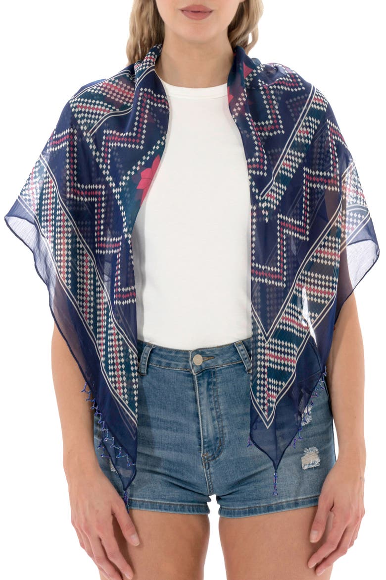 Abstract Print Square Scarf, Main, color, BLUE