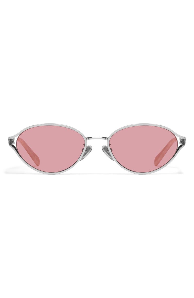 QUAY Formal Affair 55mm Round Sunglasses, Main, color, Silver/ Peony