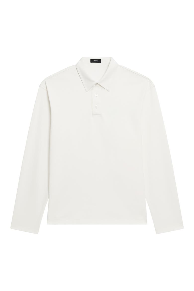 City Relaxed Long Sleeve Cotton Polo, Alternate, color, WHITE - 100