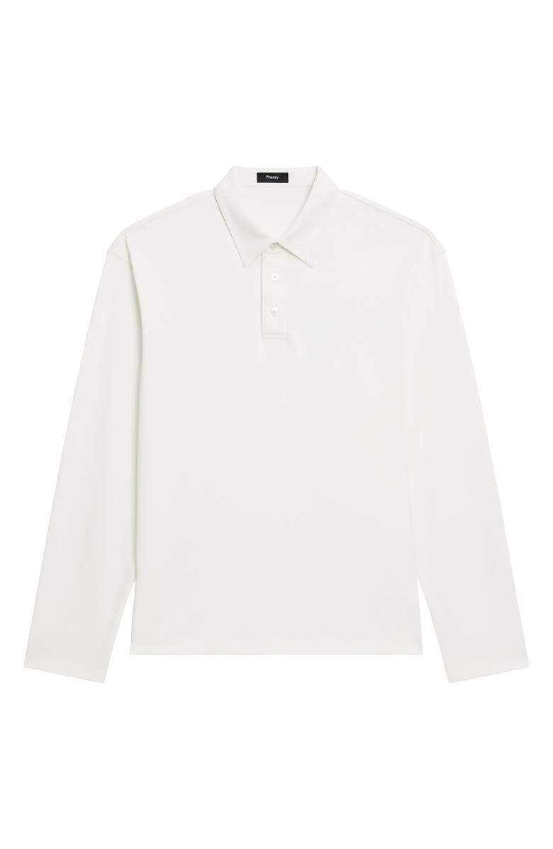 Theory City Relaxed Long Sleeve Cotton Polo, Alternate, color, White - 100