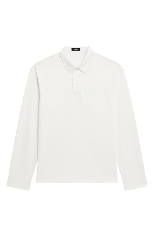 Theory City Relaxed Long Sleeve Cotton Polo In White