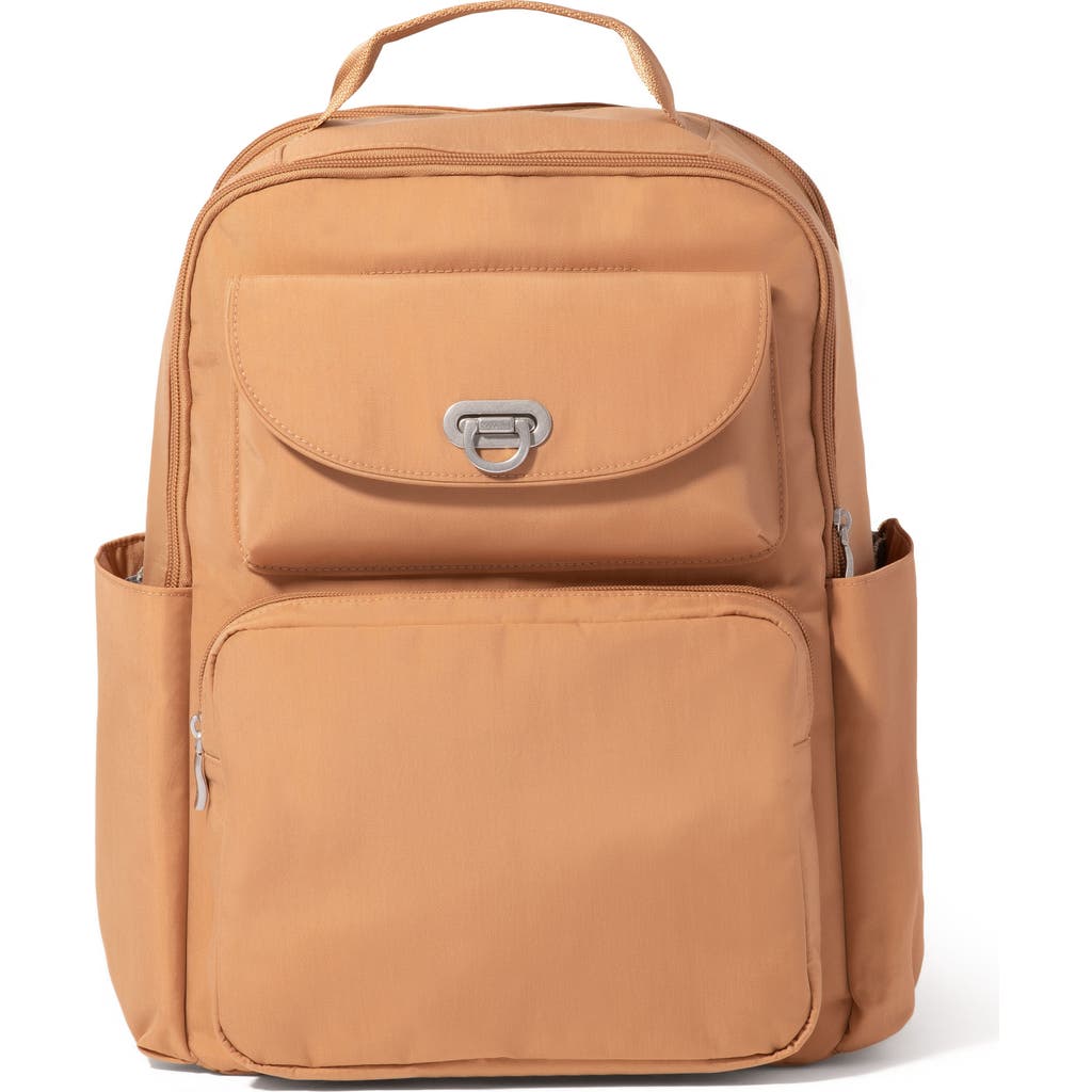 Baggallini Coastal Flip Lock Laptop Backpack In Brown